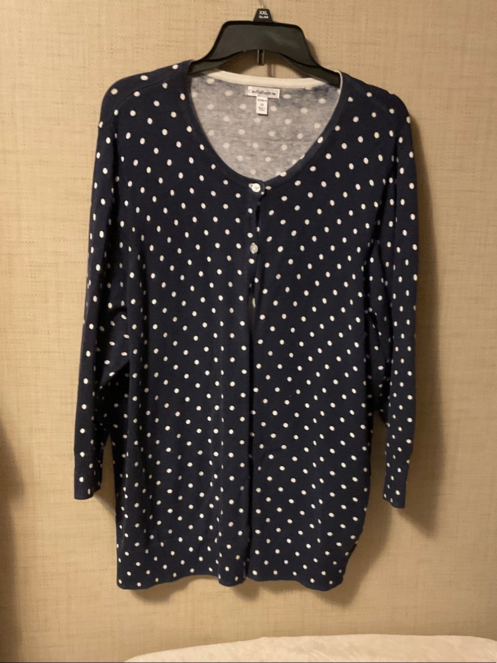 croft & barrow Navy Polka Dot Button-Front Cardigan